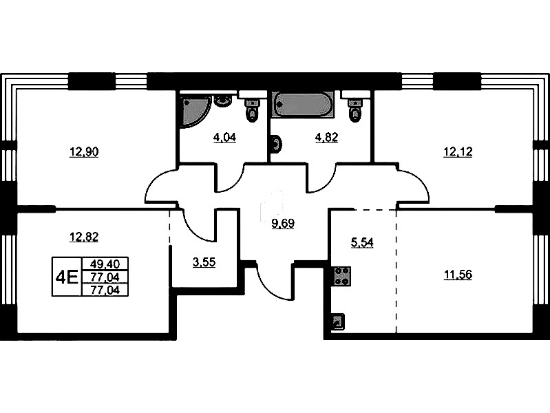 3-комнатная квартира 77.04 м², 8/14 эт., ЖК «Живи! В Рыбацком»